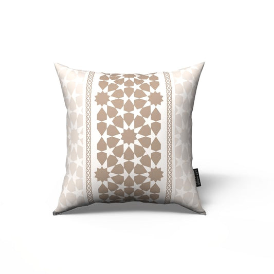 Oasis Velvet Cushion Cover in White & Beige, a calming 40x40 cm decorative throw pillow with a serene pattern, perfect for creating a peaceful and elegant retreat during Ramadan