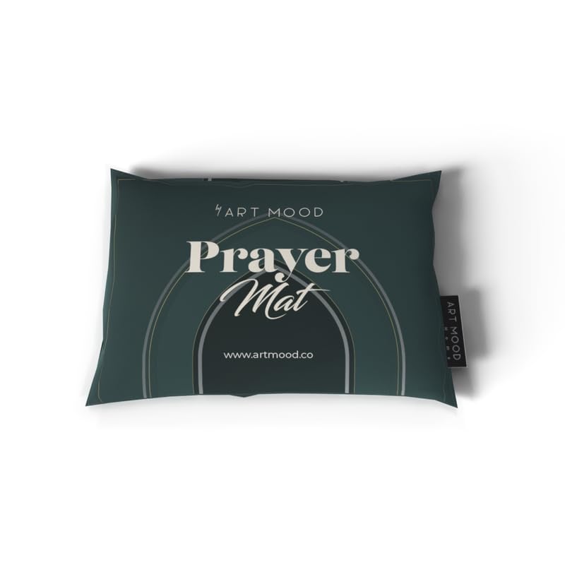Velvet Prayer Mat in a rich Dark Green, 68x117 cm, a luxurious and soft rug with an elegant design, providing a comfortable and reverent space for prayer at home, mosque, or travel