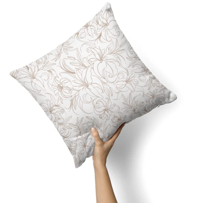 Canvas Jia Cushion Cover in Beige & White, 40x40 cm, a durable decorative pillow with a subtle and elegant design, perfect for creating a serene and minimalist look in your home decor