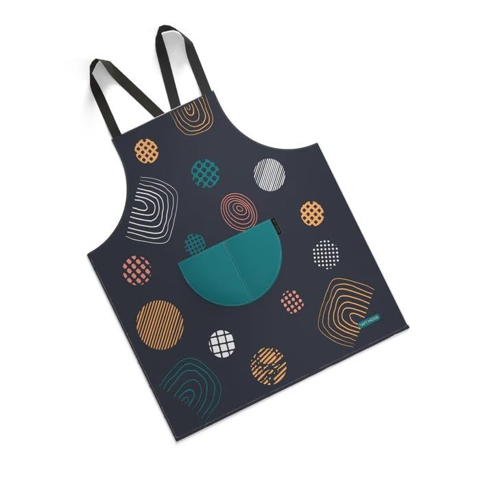 Apron, Cross-Back Design, Soft Cotton-Like Fabric, One Size, Lightweight Breathable Unisex with Front Pocket, for Cooking, and Daily Use