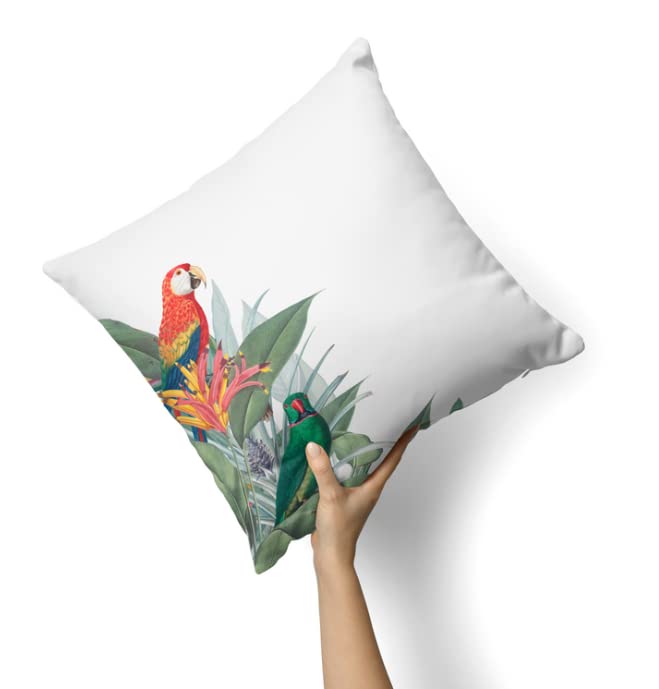 Canvas Dazzle Cushion Cover in White & Green, 40x40 cm, a durable decorative pillow with a fresh and vibrant pattern, perfect for brightening up your living space with a modern design