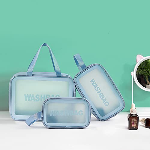 Clear Toiletry Bag Set of 3, Transparent Makeup Cosmetic Bags, Travel Wash Pouch for Women,Waterproof Organizer for Toiletries, Skincare, and Accessories