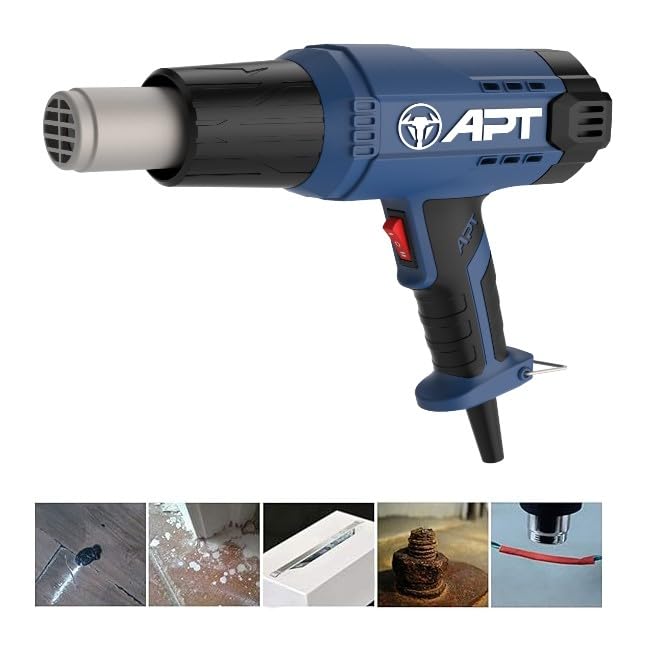 heat gun 2100 watt kit DW09253-V4 with plastic case 500L/min Non-Slip Soft Rubber Handle,Heat Gun with 4 Nozzles for Embossing,Welding Plastics,Drying Moist Wood,Vinyl Wrapping 2 speeds