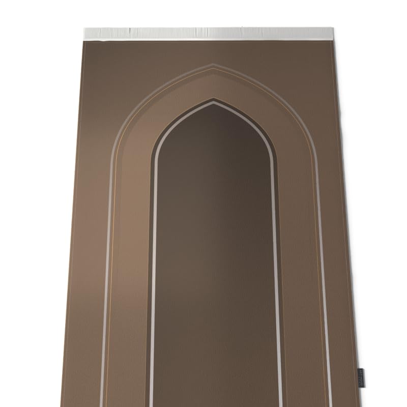 Velvet Prayer Mat in a warm Cafe color, 68x117 cm, a luxurious and soft rug with a peaceful design, ideal for a comfortable and focused prayer experience at home, mosque, or travel