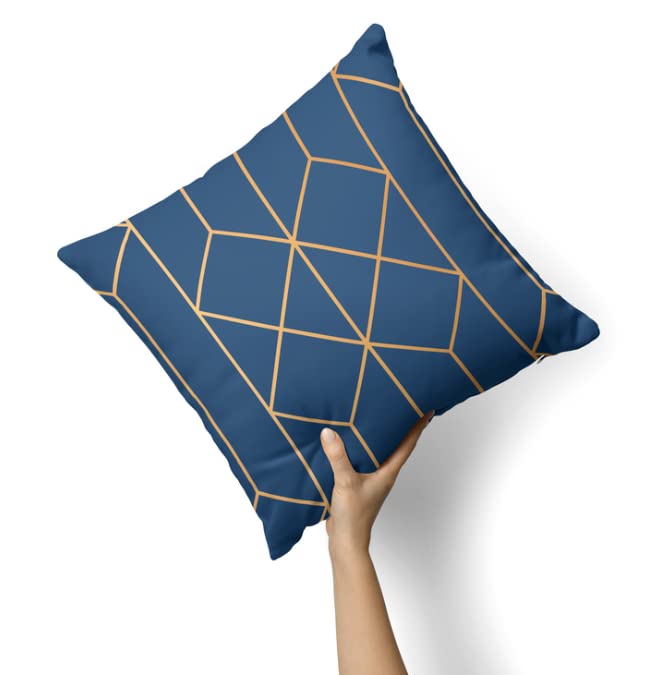 Canvas Tableau Cushion Cover in Blue & Gold, 40x40 cm, a durable decorative pillow with an elegant and artistic design, creating a sophisticated and picturesque accent for your sofa