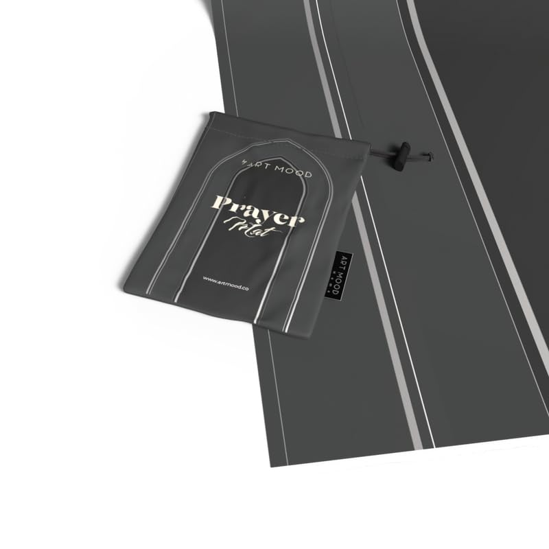 Al-Taqwa Waterproof Prayer Mat, a Durable Rug in Grey and Gold made from Wipeable Material, 68x117 cm, for Comfortable Prayer, Ideal for Outdoor, Indoor, and Travel Use, Salah Mat