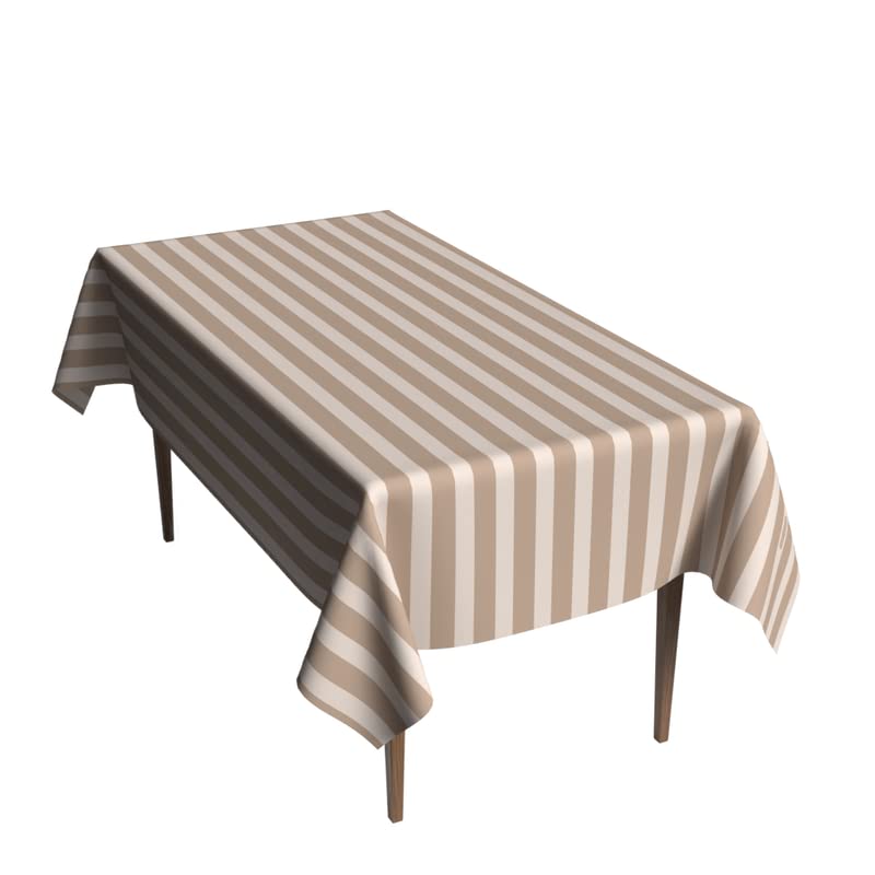 Lines Waterproof Tablecloth in Beige & White, a 140x300 cm Rectangular Table Cover of Minimalist Spillproof Polyester, a Chic Protector for Modern Dining Tables or Buffets