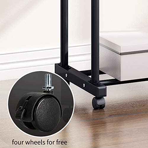 Garment rack double rod heavy duty free-standing clothes rack multi-functional bedroom hangers clothing hanging stand organizer storage rack with shoe shelves, wheels (48'' width, black)