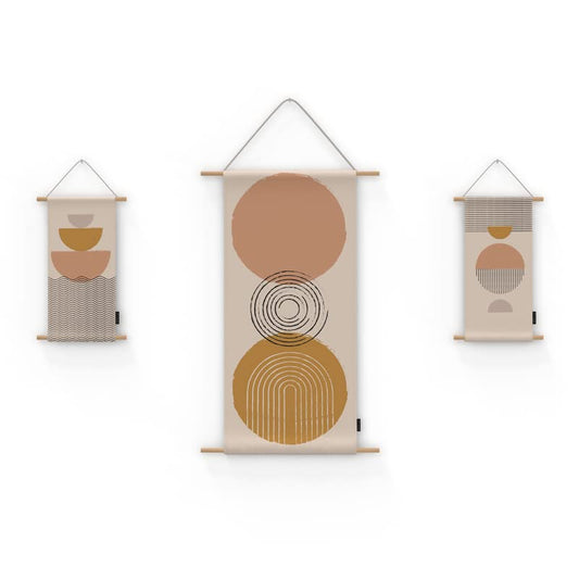 Shades 3-Piece Fabric Poster Set, a Wall Art Decor Kit with 1 Large (90x44 cm) and 2 Small (42x22 cm) Panels, a Modern Abstract Ombre Design for Living Room or Bedroom Decor