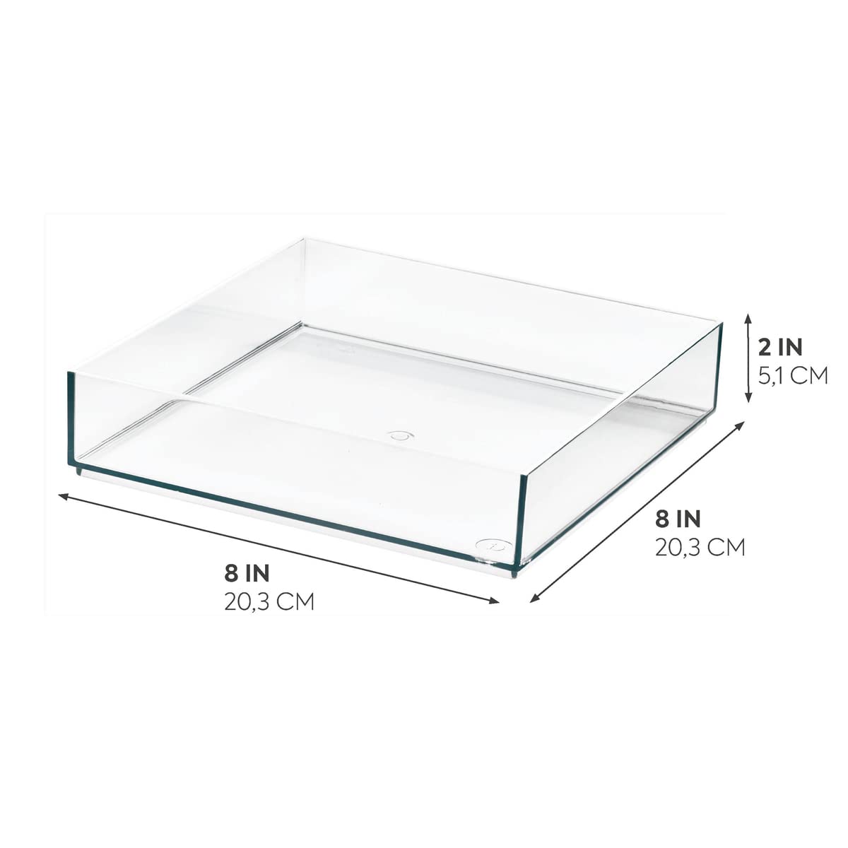 Clear Acrylic Makeup Storage Drawer, Large Square Organizer Tray for Beauty Products and Cosmetics, 20.3 x 20.3 x 5 cm