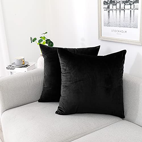 Soft Thick Velvet Throw Pillow Covers Decorative Square Cushion Cover For Couch Sofa Bedroom Living Room - set of 2 Pieces