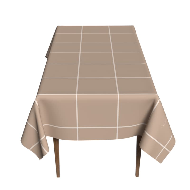 Craft Waterproof Tablecloth in Beige & White, a 140x300 cm Rectangular Table Cover of Spillproof Polyester, a Durable and Minimalist Protector for Everyday Dining and Gatherings