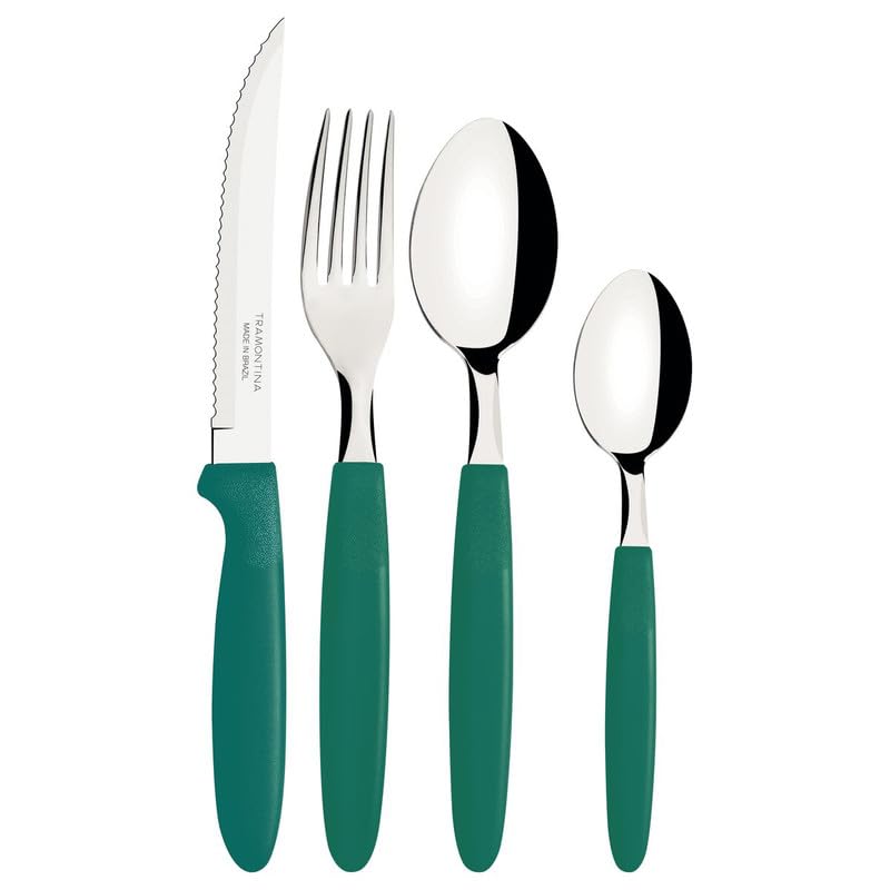 Ipanema Flatware Set, Stainless Steel Blades, Polypropylene Handles, 24-Piece Cutlery for Dining and Everyday Use, Durable and Dishwasher Safe
