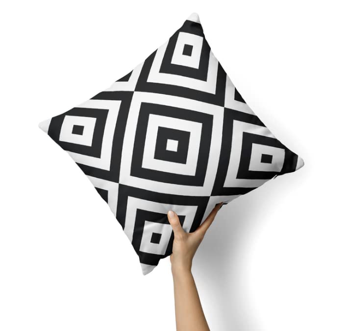 Canvas Mono Cushion Cover in Black & White, 40x40 cm, a durable decorative pillow with a bold monochromatic design, ideal for a modern, graphic, and high-contrast interior style