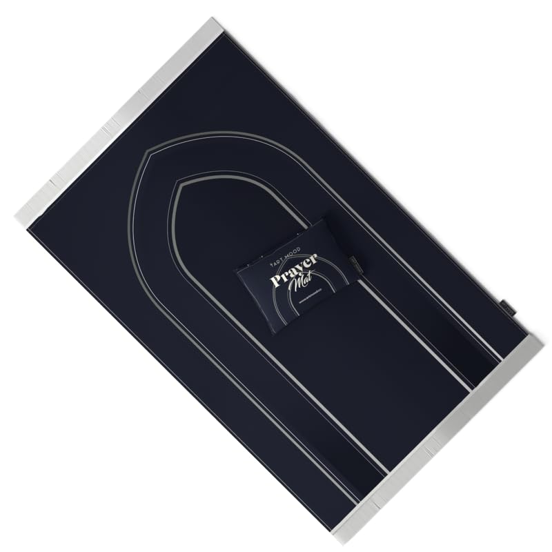 Velvet Prayer Mat in a sophisticated Dark Blue, 68x117 cm, a luxurious and soft rug with a timeless design, perfect for a comfortable and serene prayer experience anywhere you go