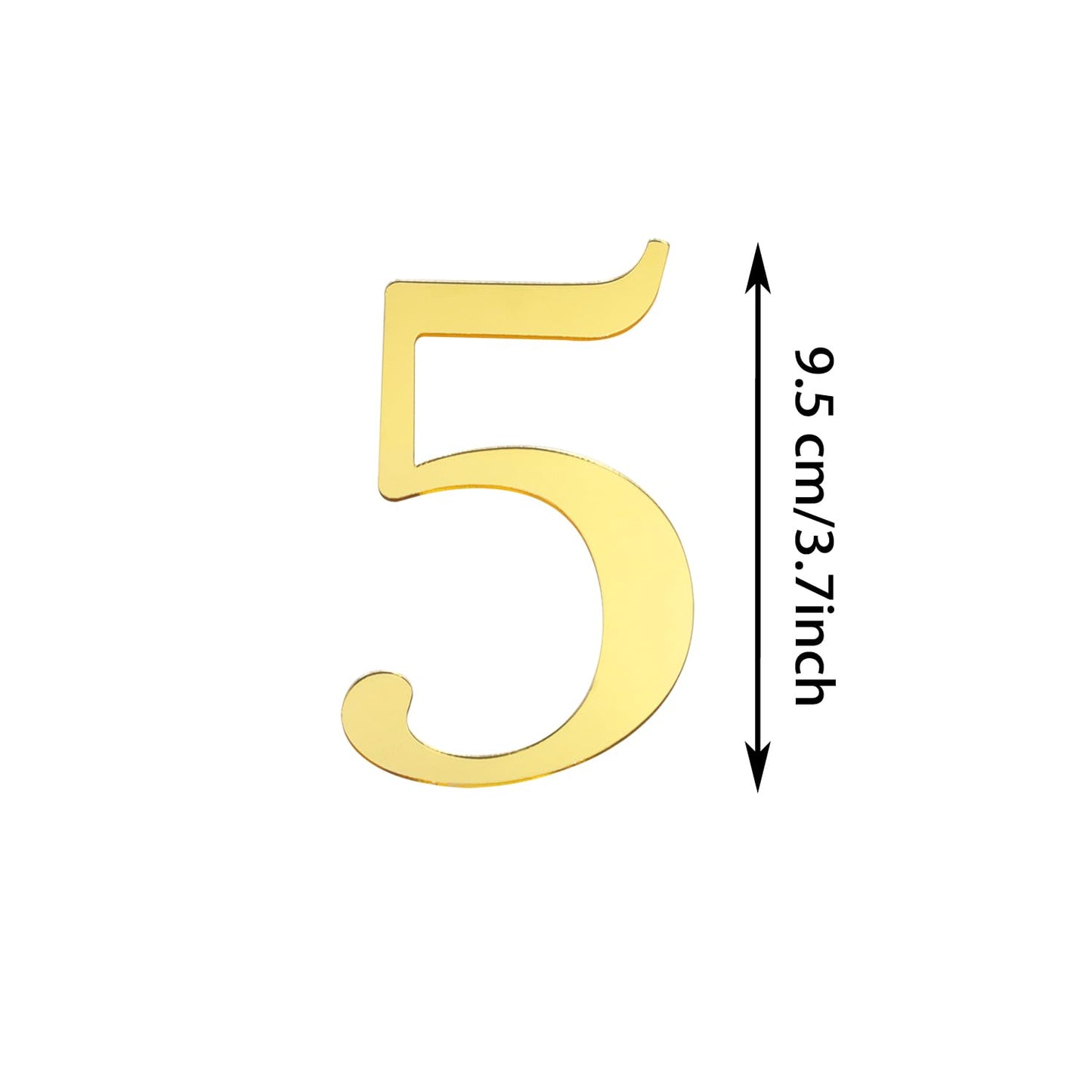 Acrylic Number Cake Toppers, Mirror Finish 0–9 Picks, 9.5 cm Height, Ideal for Birthday Wedding Graduation Anniversary Decorations