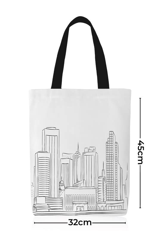 Canvas City Junior Tote Bag, a DIY Craft Kit for Kids in Black & White, 32x45 cm, includes a Reusable Bag and Coloring Set, a Fun and Creative Educational Activity for Children