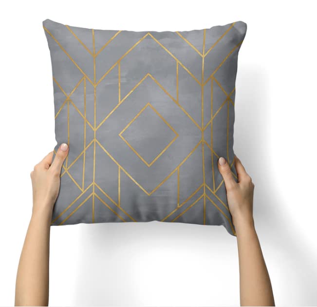 Luxury Velvet Cushion Cover in "Golds Grey" design, a plush and soft decorative pillow case with elegant gold accents, 40x40 cm, Grey & Gold, perfect for a glamorous sofa or bedroom decor