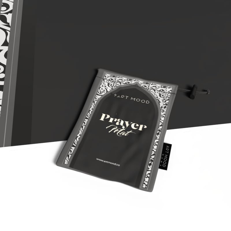 Waterproof Prayer Mat in a stylish Grey and White, 68x117 cm, a durable and practical rug with a contemporary design, ideal for travel and ensuring a clean prayer space anywhere