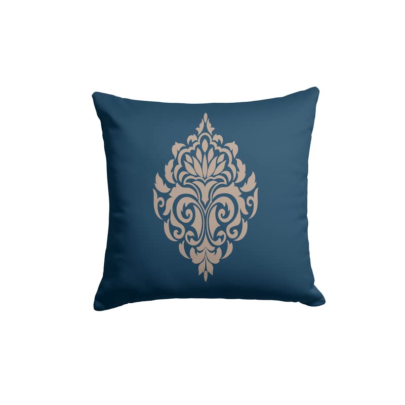 Canvas Damask Blue Cushion Cover, a durable and stylish decorative pillow case for your sofa or chair, featuring a timeless pattern, 40x40 cm, Blue, ideal for classic and elegant home decor
