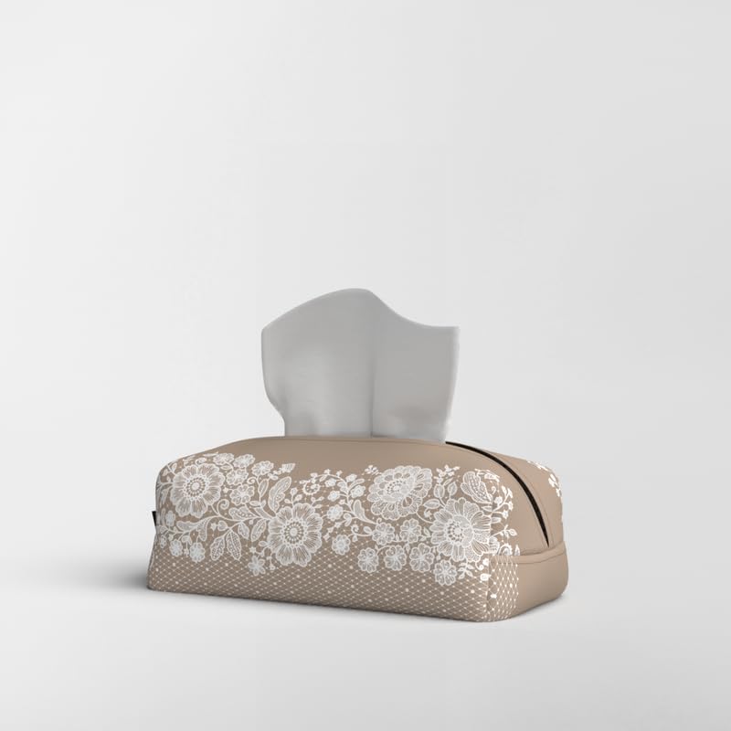 Fabric Tissue Box Cover Premium Fabric Tissue Holder With Leather Layer Inside for Home, Office, and Car Durable and Elegant Tissue Dispenser for Standard Tissue Boxes