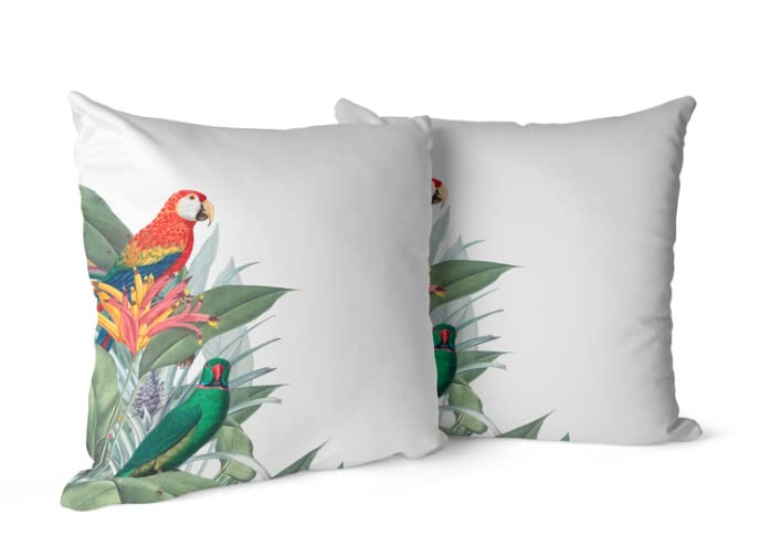 Canvas Dazzle Cushion Cover in White & Green, 40x40 cm, a durable decorative pillow with a fresh and vibrant pattern, perfect for brightening up your living space with a modern design