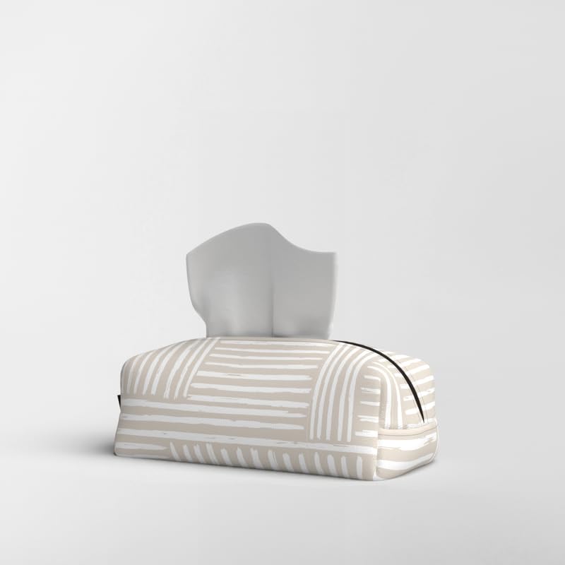Fabric Tissue Box Cover Premium Fabric Tissue Holder With Leather Layer Inside for Home, Office, and Car Durable and Elegant Tissue Dispenser for Standard Tissue Boxes