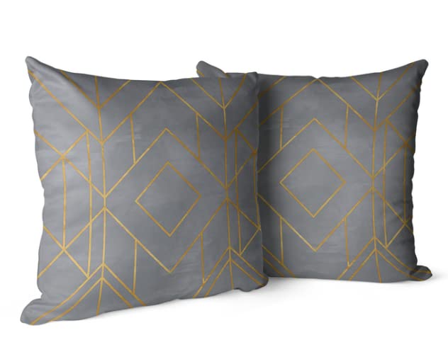 Luxury Velvet Cushion Cover in "Golds Grey" design, a plush and soft decorative pillow case with elegant gold accents, 40x40 cm, Grey & Gold, perfect for a glamorous sofa or bedroom decor