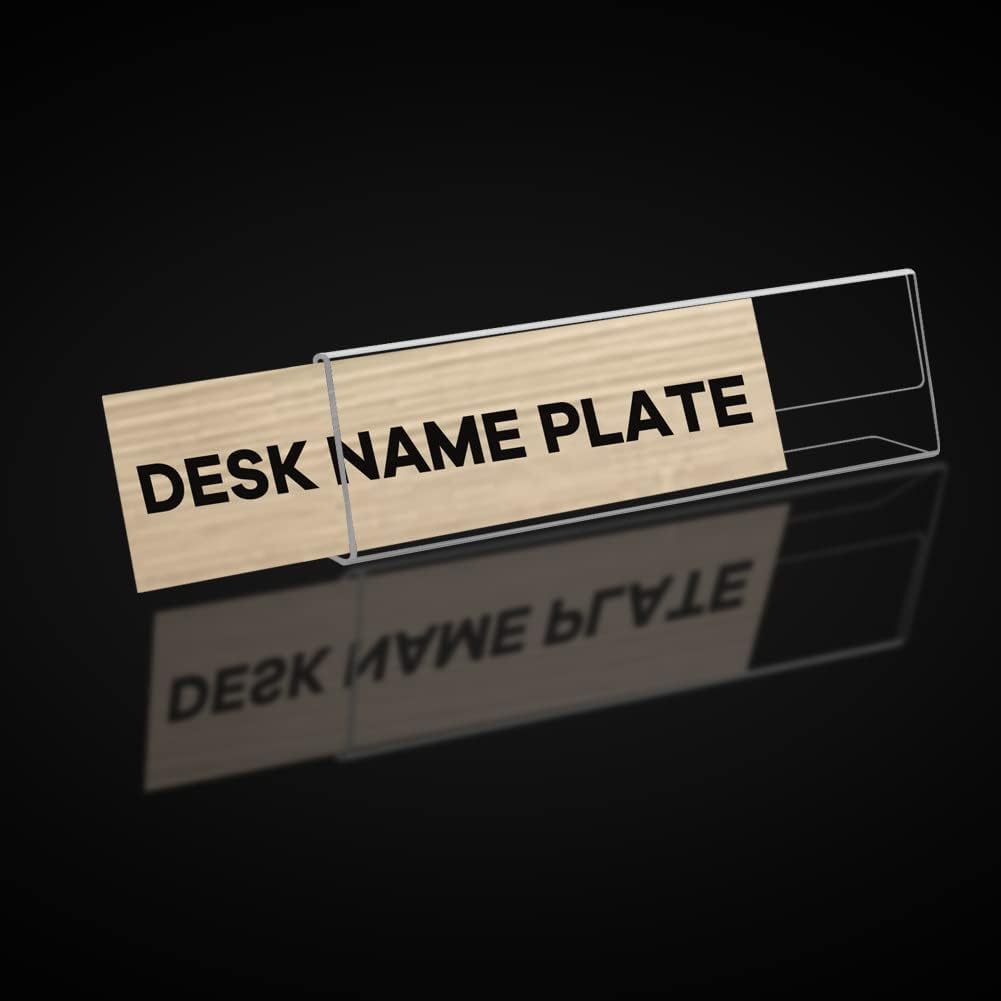 Acrylic Name Plate Holders, 6-Pack Clear Horizontal Slant Back Sign Holders, 5 x 20 cm Table Display for Desk, Office, Classroom, Event and Business Use, Blank Plastic Name Plate Holders