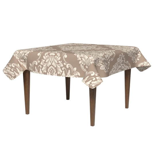 Royal Waterproof Tablecloth in Beige & White, a 140x140 cm Square Table Cover made from Elegant Spillproof Polyester, a Stain-Resistant Protector for Sophisticated Dining Settings