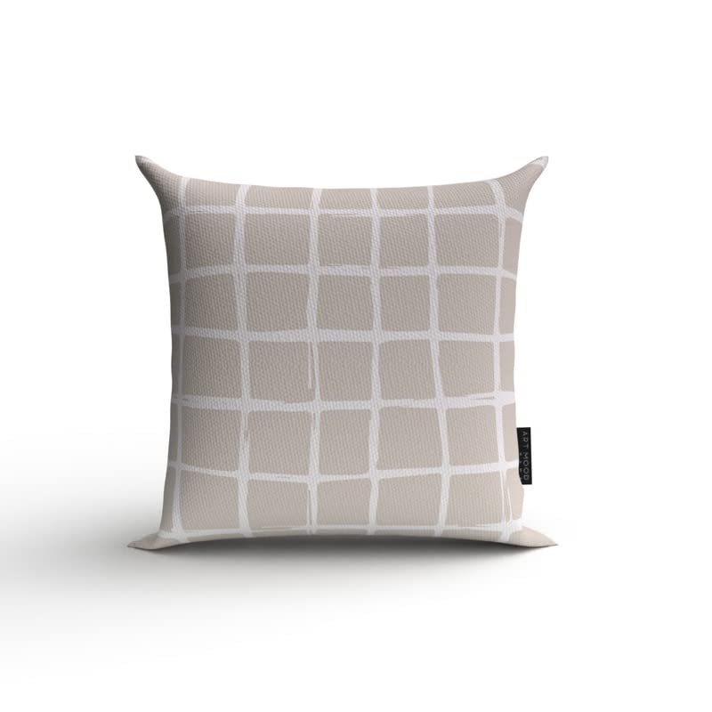 Haven 2 Canvas Cushion Cover in Beige & White, a durable decorative pillow with a chic and simple modern pattern, 40x40 cm, a versatile accent for a clean, contemporary, and calm interior