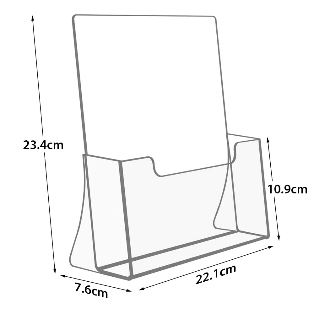 Acrylic Brochure Holder, 2-Pack Clear Literature Display Stand, 21.5 x 28 cm Countertop Organizer for Flyers, Magazines, Pamphlets, Booklets, Menus and Journals, for Office and Retail