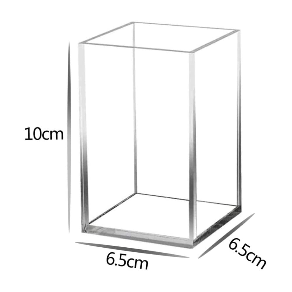 Acrylic Pen Holder, Clear Pencil and Makeup Brush Organizer, Desk Pot for Stationery and Office Supplies, Suitable for Office Desk, School and Home Use, 6.5 x 6.5 x 10 cm, Clear