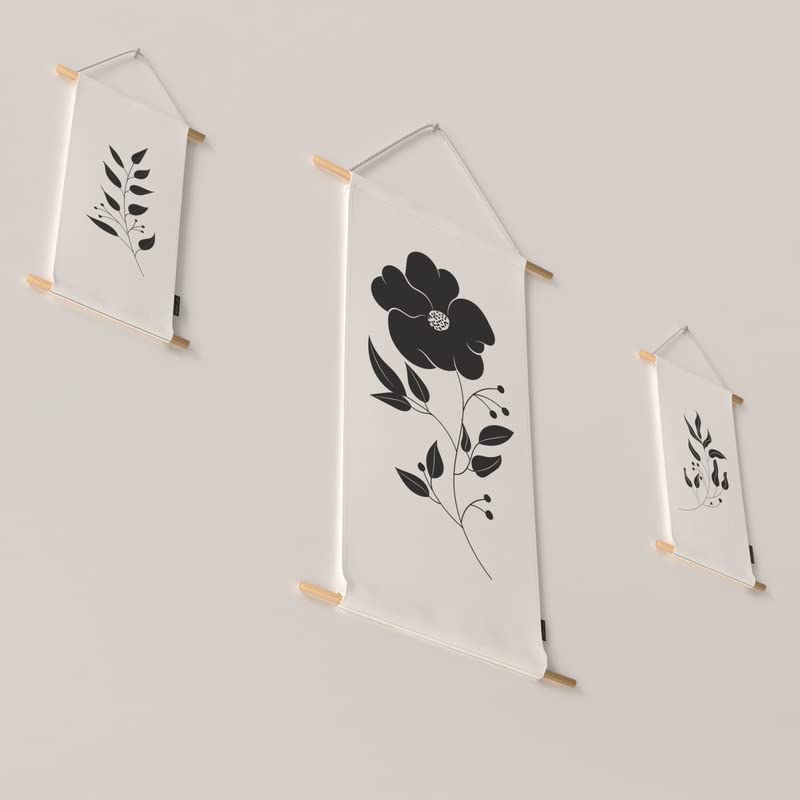 Nigrette 3-Piece Fabric Poster Set, a Wall Art Decor Kit with 1 Large (90x44 cm) and 2 Small (42x22 cm) Panels, a Sophisticated Abstract Design for Living Room or Bedroom Decor