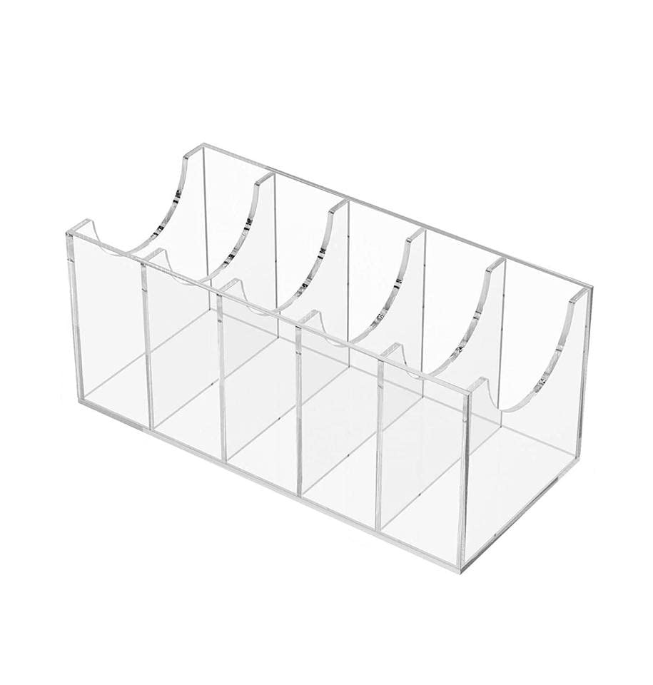 Acrylic Belt Organizer Display Box, 5-Compartment Clear Storage Case for Belts, Ties, and Bow Ties, Compact Closet Shelf or Drawer Organizer for Accessories, Transparent Design, Clear