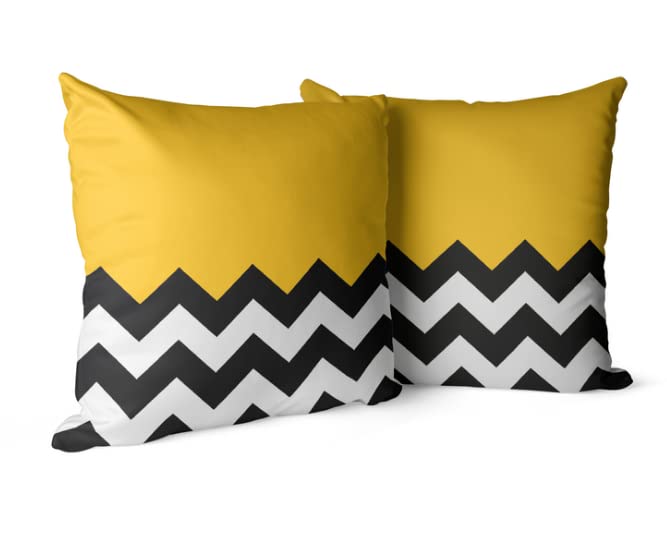 Canvas Wavy Cushion Cover in Yellow & Blue, a vibrant and durable decorative pillow with a cheerful abstract pattern, 40x40 cm, perfect for a modern and playful home decor accent
