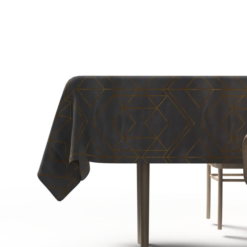 Golds Grey Waterproof Tablecloth in Yellow & White, a 140x140 cm Square Table Cover made from Durable Polyester, a Spillproof and Easy-to-Clean Protector for a Bright, Modern Table