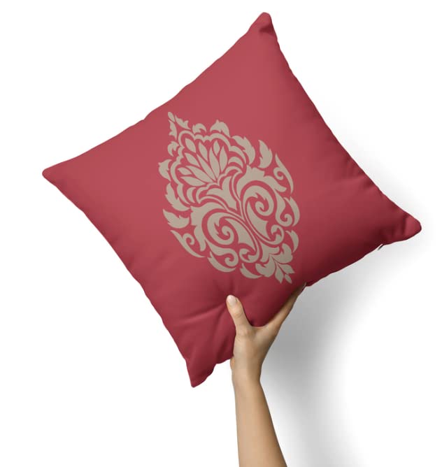 Canvas Damask Red Cushion Cover, a bold decorative pillow with a classic pattern in a vibrant red, 40x40 cm, made from durable fabric for a striking and elegant statement piece