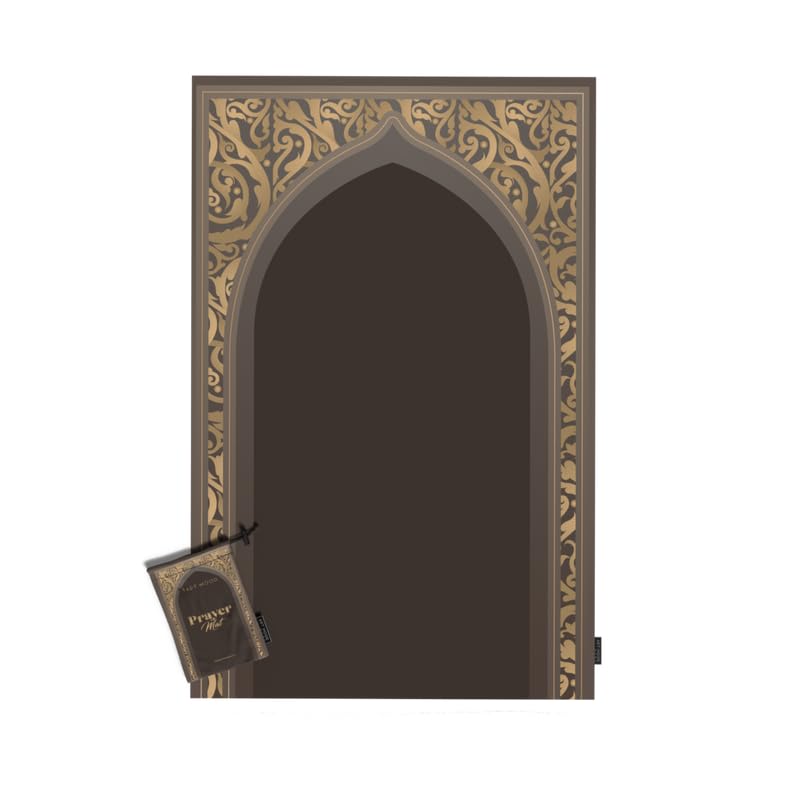 Al-Hedaya Waterproof Prayer Mat, a Durable Rug in Brown made from Wipeable Material, 68x117 cm, for Comfortable Prayer, an Easy-to-Clean Salah Mat for Outdoor, Indoor, and Travel