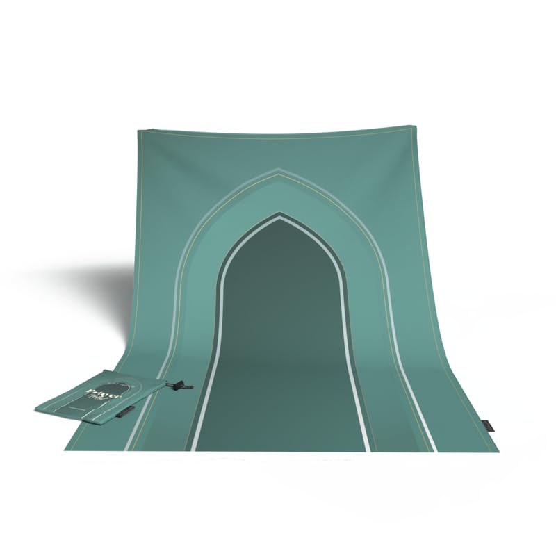 Al-Taqwa Waterproof Prayer Mat, a Durable Rug in Green made from Easy-to-Clean Material, 68x117 cm, for Comfortable Prayer, Ideal for Outdoor, Indoor, and Travel Use, Washable Salah Mat