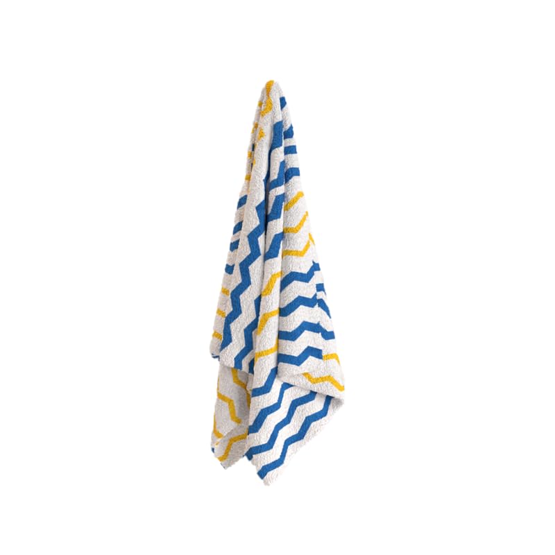 Zigzag Beach Towel, a Soft and Absorbent Towel for Adults and Kids, 70x140 cm, Blue, Yellow & White, a Quick-Drying and Sand-Resistant Towel for the Beach, Pool, or Travel