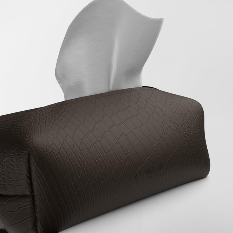 Leather Tissue Box Cover Premium Faux Leather Tissue Holder for Home, Office, and Car Durable and Elegant Tissue Dispenser for Standard Tissue Boxes