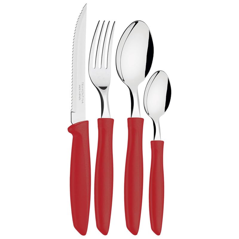 Ipanema 24-Piece Cutlery Set with Drawer, Stainless Steel Blades, Durable Red Handles, Perfect for Daily Use, Dishwasher Safe, Stylish Modern Design
