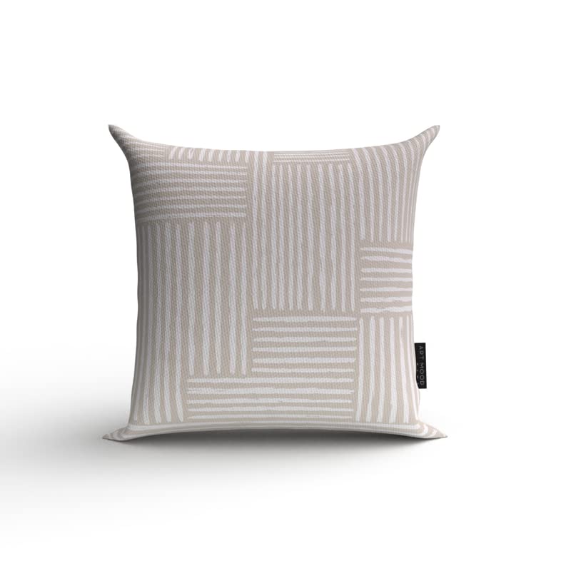 Hazel 1 Canvas Cushion Cover in Beige & White, a durable decorative pillow with a warm and inviting modern design, 40x40 cm, perfect for creating a cozy and stylish atmosphere in any room