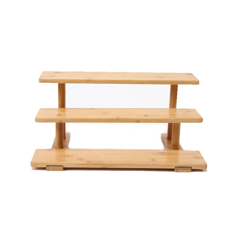 3-Tier Bamboo Countertop Organizer, Elegant Display Riser Stand for Perfume, Makeup, and Skincare, Versatile Shelf for Bathroom Vanity, Kitchen Spices, and Collectibles