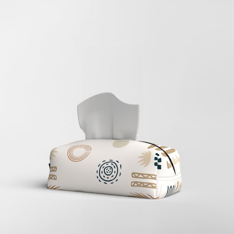 Fabric Tissue Box Cover Premium Fabric Tissue Holder With Leather Layer Inside for Home, Office, and Car Durable and Elegant Tissue Dispenser for Standard Tissue Boxes