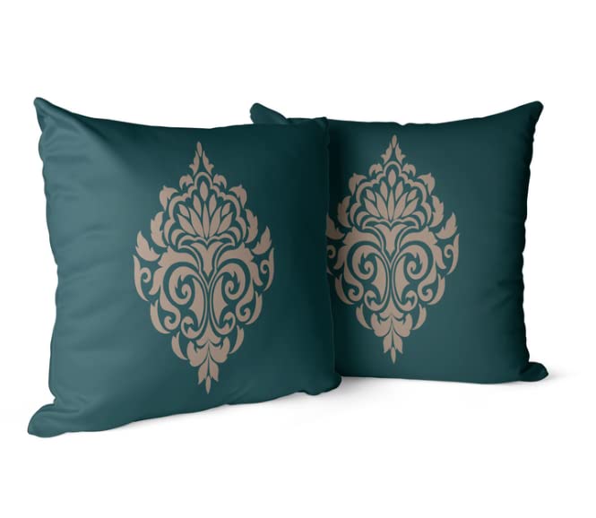 Canvas Damask Green Cushion Cover, a durable decorative pillow with a sophisticated pattern in a calming green, 40x40 cm, perfect for adding a touch of traditional elegance to any room