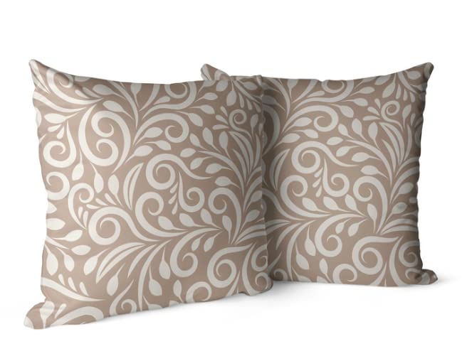 Canvas Cran Cushion Cover in Beige & White, a durable decorative pillow with a subtle and sophisticated pattern, 40x40 cm, perfect for a minimalist, modern, or neutral home decor theme