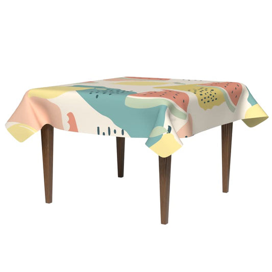 مفرش طاولة مقاوم للماء بنقشة البطيخ، غطاء طاولة مربع متعدد الألوان مقاس 140×140 سم مصنوع من البوليستر المقاوم للانسكاب، واقٍ مقاوم للبقع بنكهة الفواكه، مثالي للنزهات والحفلات الصيفية