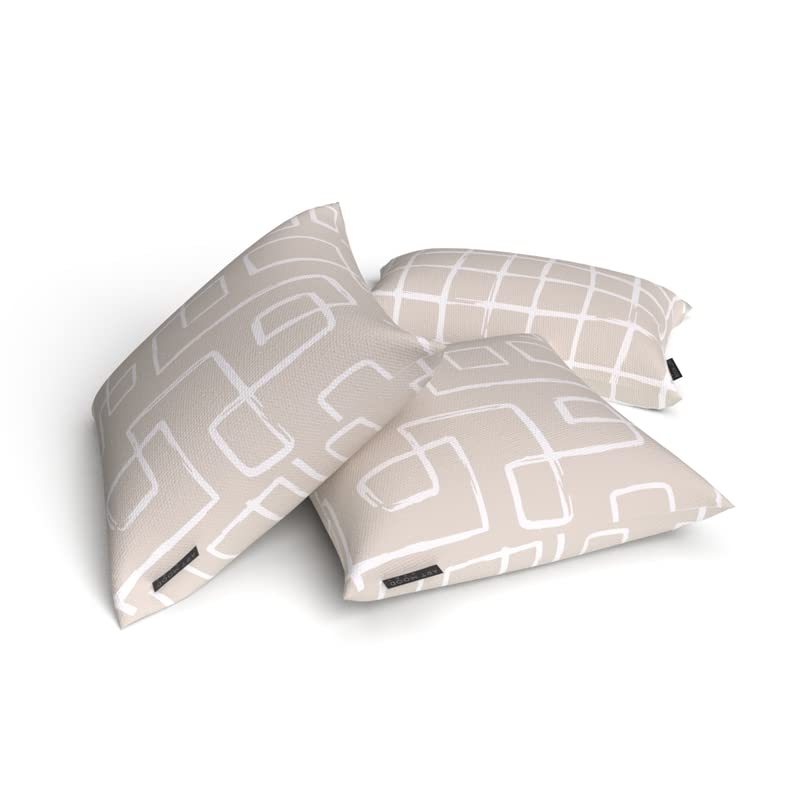 Haven Set Canvas Cushion Cover in Beige & White, a durable decorative pillow with a serene and minimalist design, 40x40 cm, ideal for creating a calm and tranquil atmosphere in your home